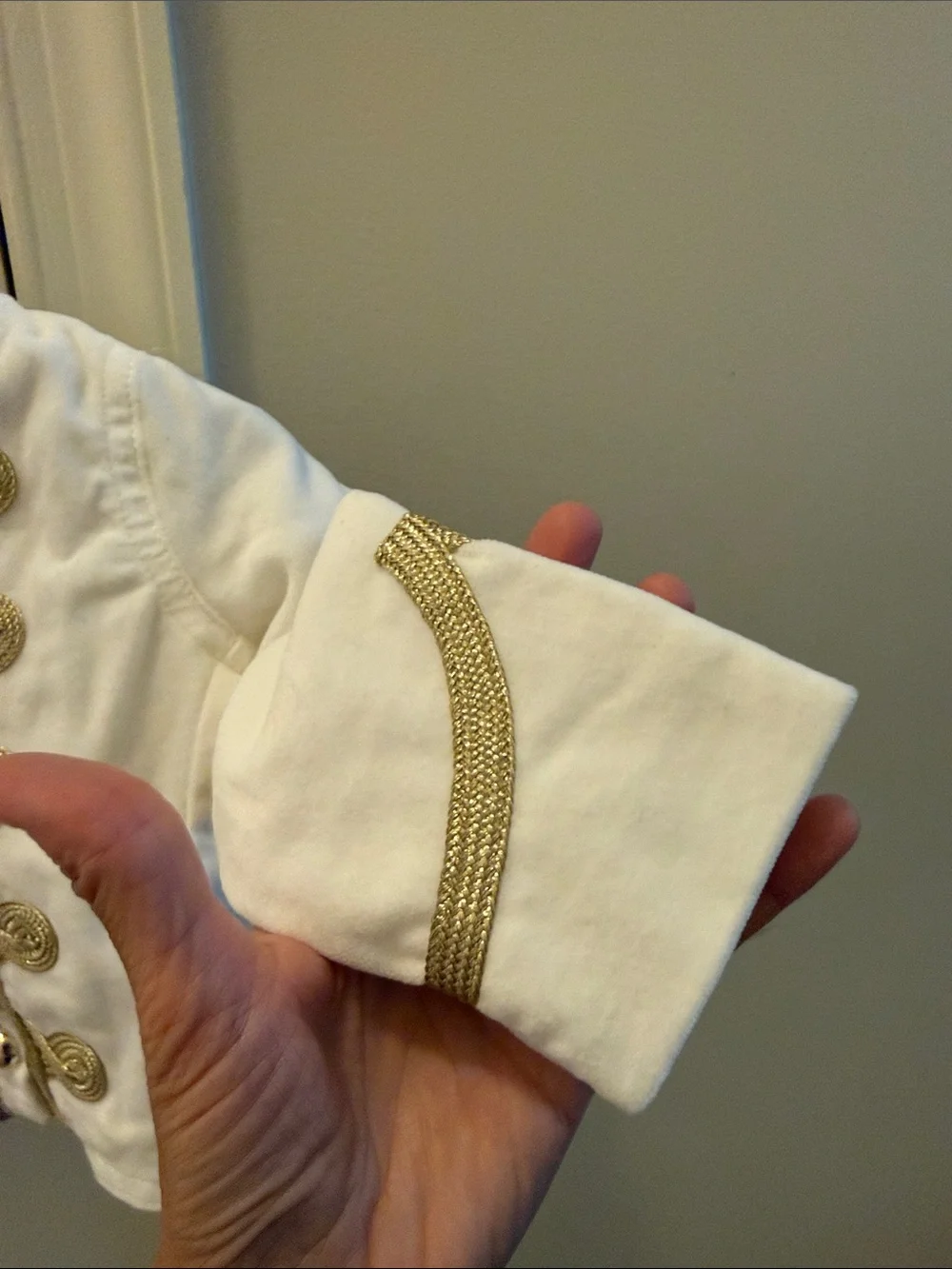 White & Gold Military-Style Kids Jacket